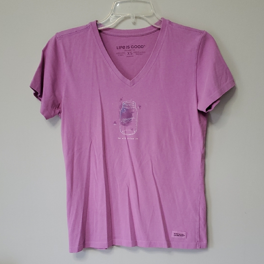 Life is Good Purple V-Neck T-Shirt